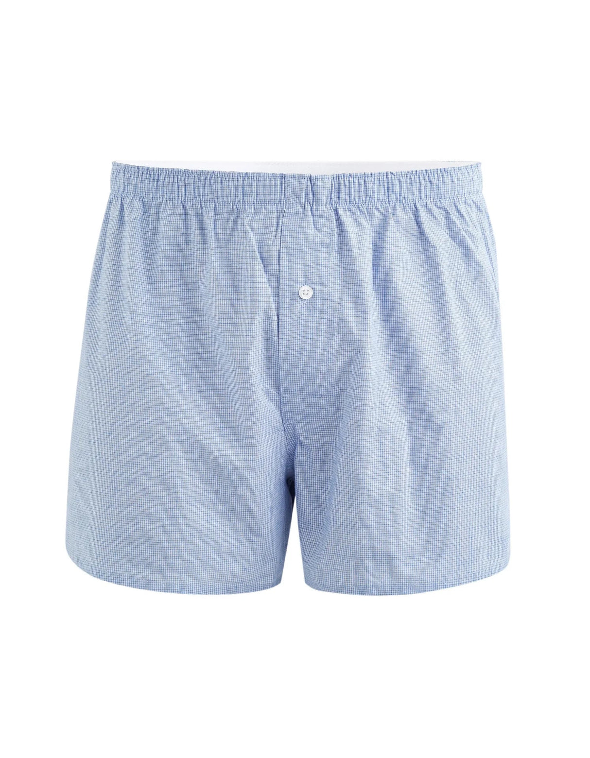 100% Cotton Boxer Shorts With Small Checks - Sky Blue - Runner
