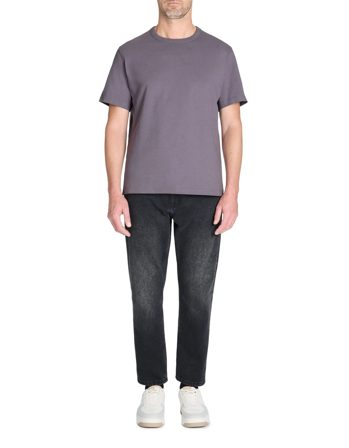 100% Cotton Boxy Crew Neck T-Shirt - Purple - Runner