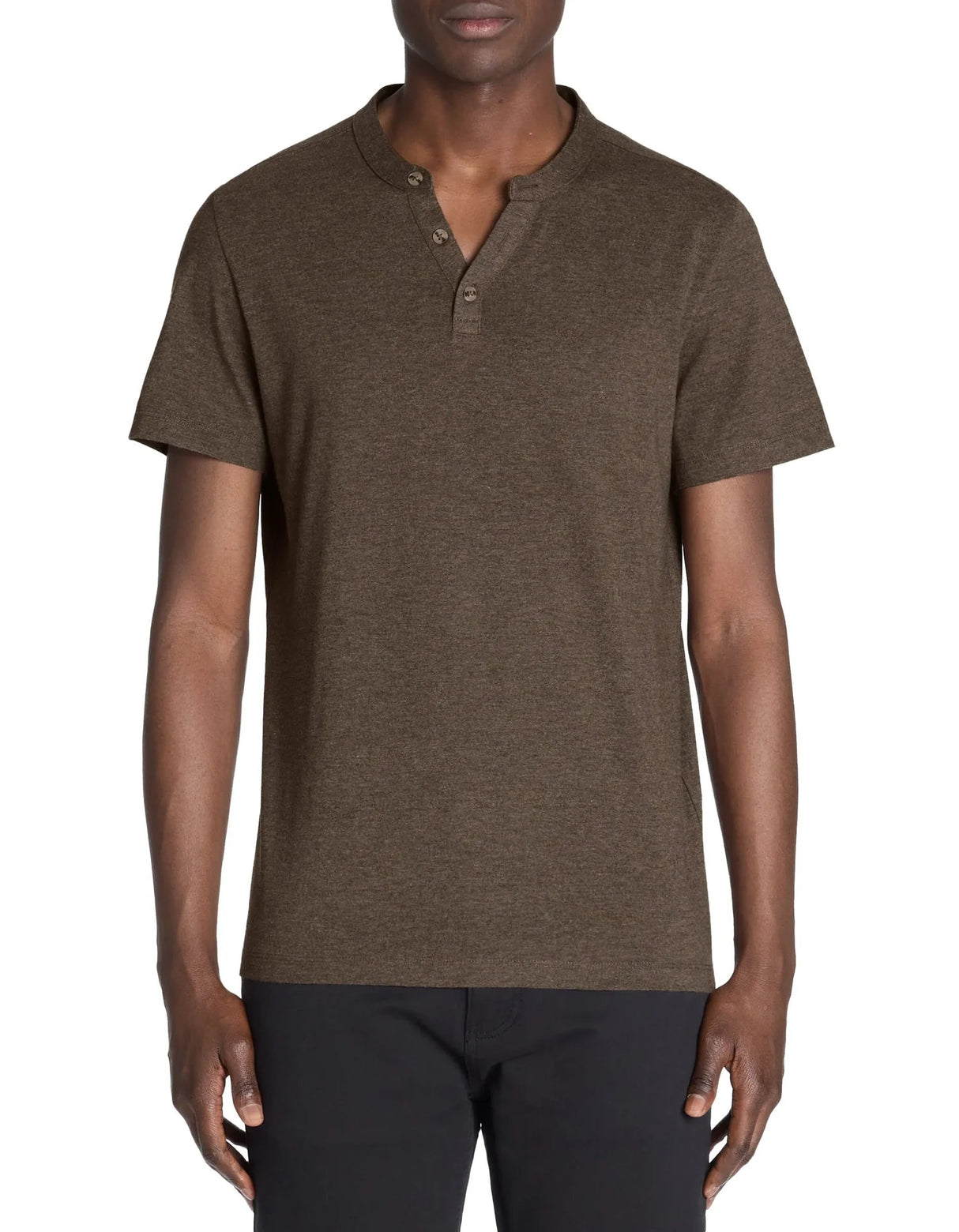 100% Cotton Straight Neck T-Shirt - Brown - Runner