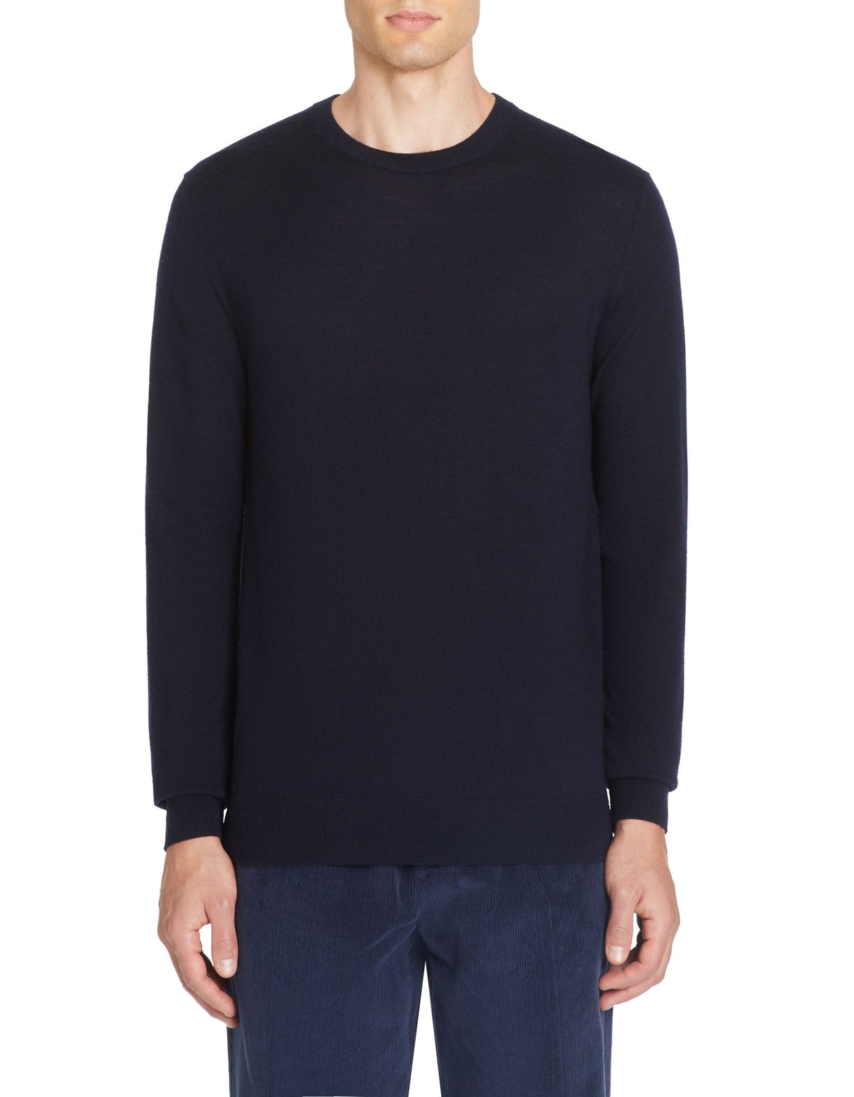 100% Merino Wool Crew Neck Sweater - Navy - Runner