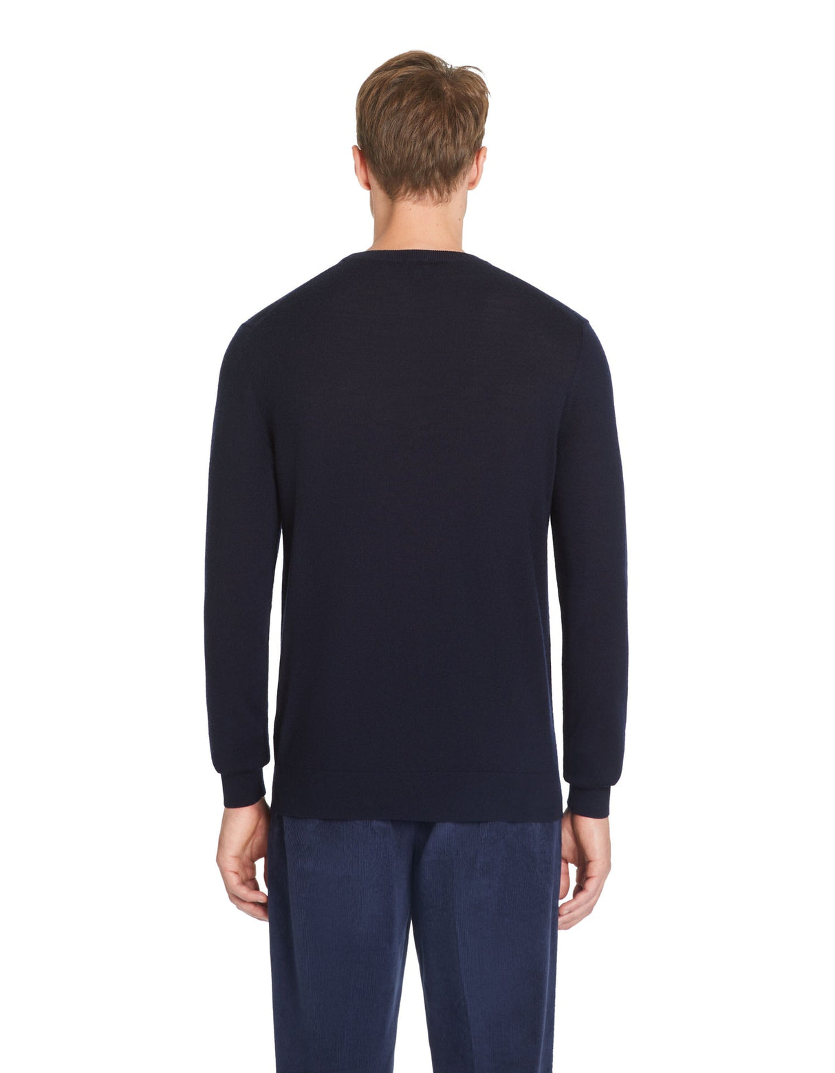 100% Merino Wool Crew Neck Sweater - Navy - Runner