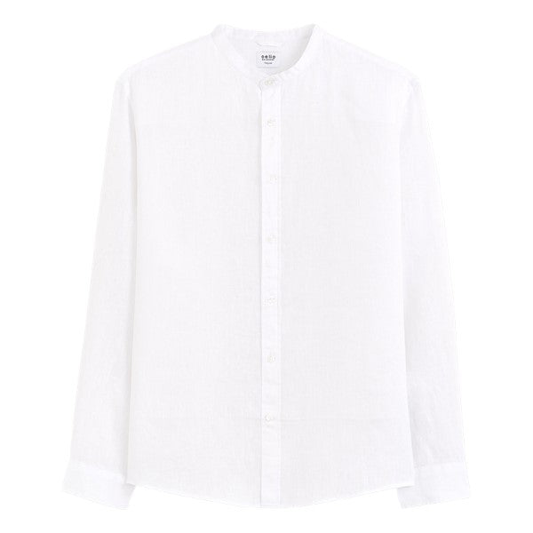 CELIO Regular Linen Shirt With Mandarin Collar
