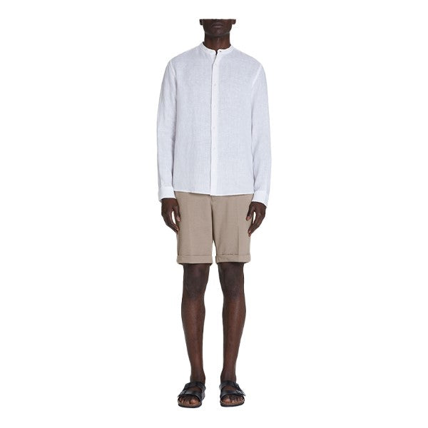 CELIO Regular Linen Shirt With Mandarin Collar