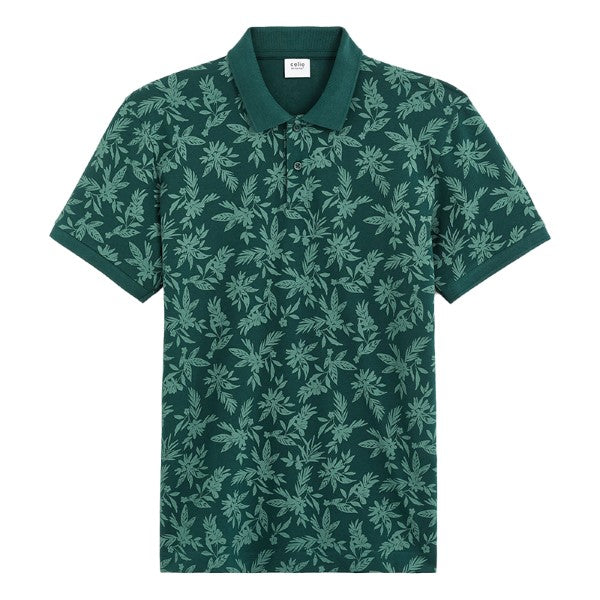 CELIO Regular Piquأ© Polo Shirt In Printed Cotton