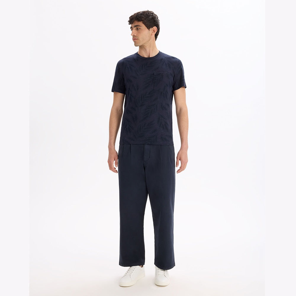 Straight Round Neck T-Shirt 100% Cotton - Navy