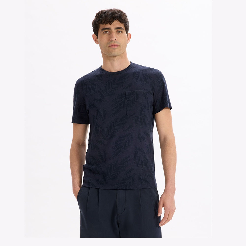 Straight Round Neck T-Shirt 100% Cotton - Navy