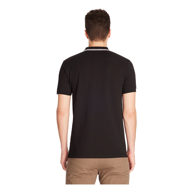 Slim Stretch Cotton Polo Shirt - Black