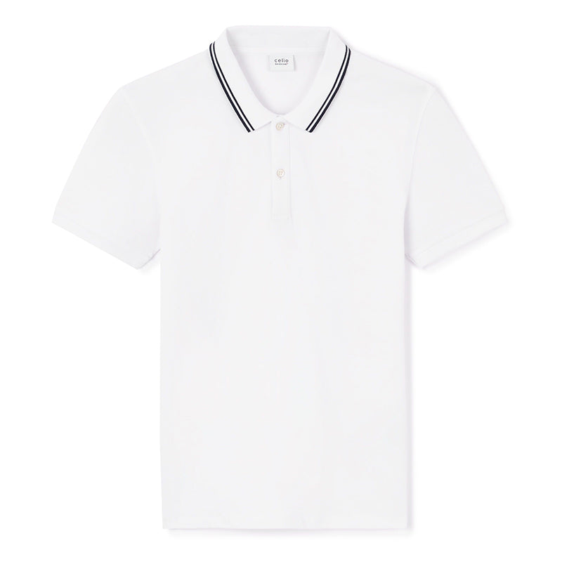 Slim Stretch Cotton Polo Shirt - White