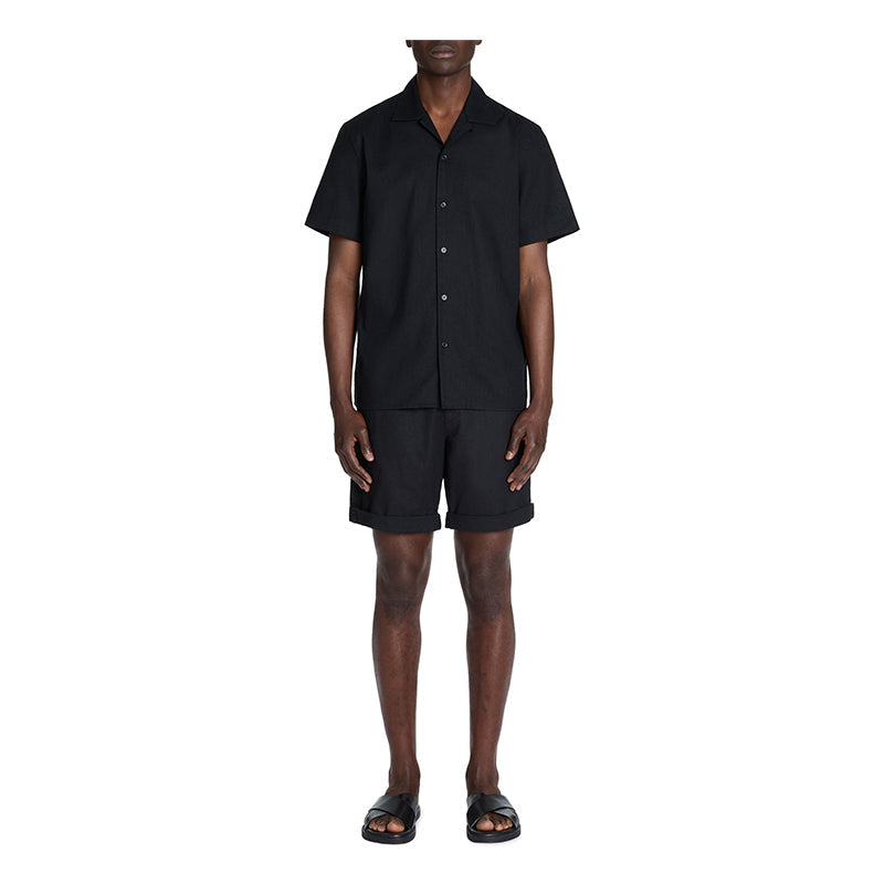Linen And Cotton Bermuda Shorts - Black