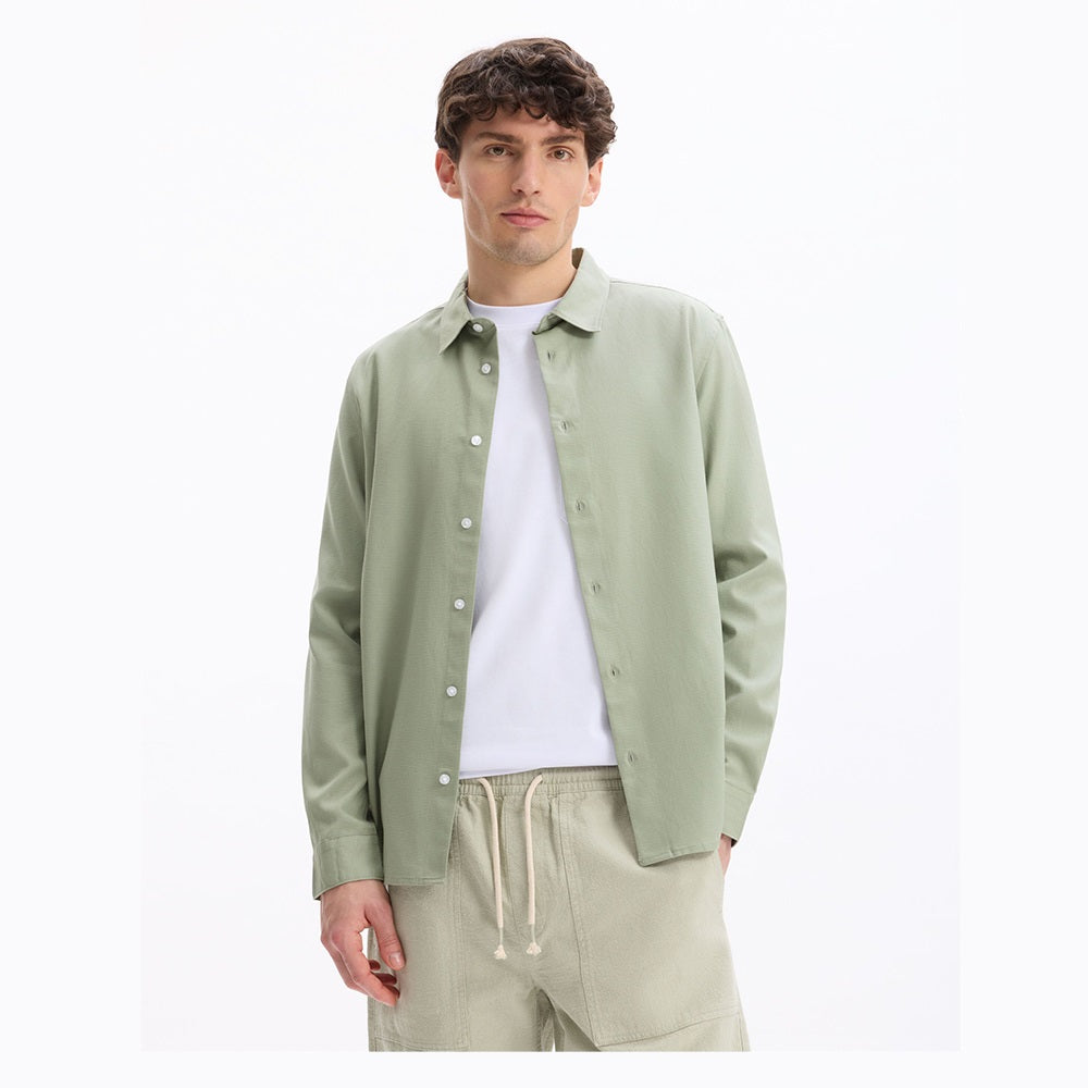 Regular-Fit Viscose Cotton Shirt - Khaki