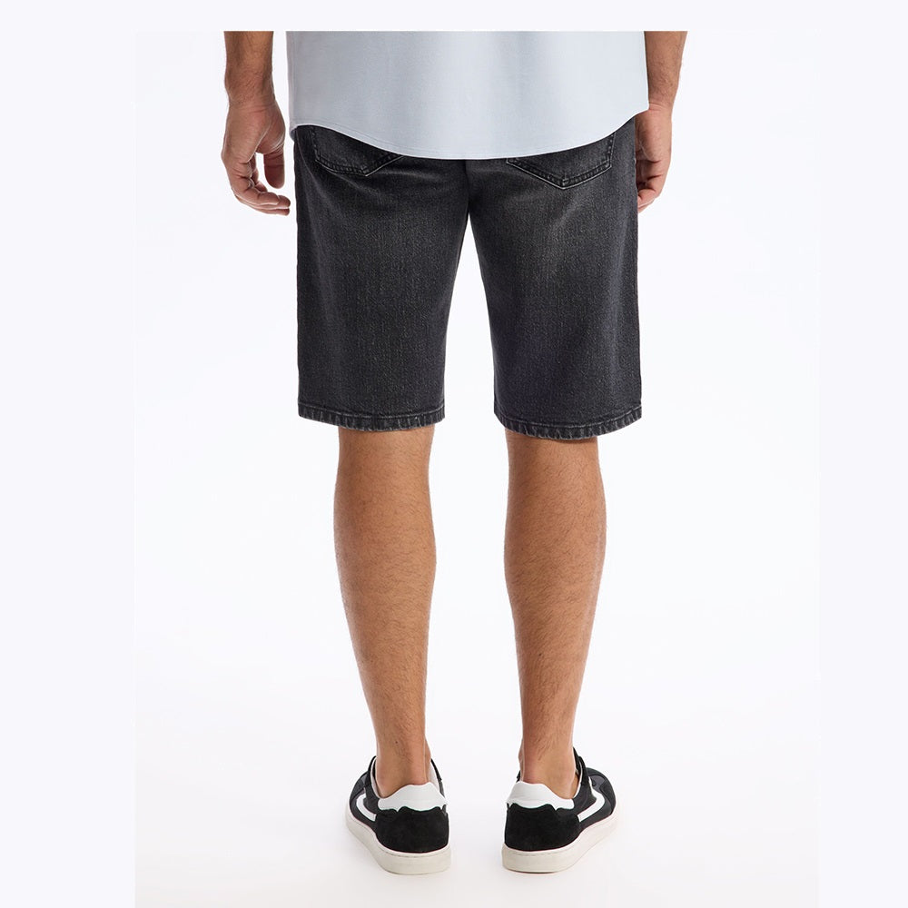 Stretch Cotton Denim Bermuda Shorts - Black