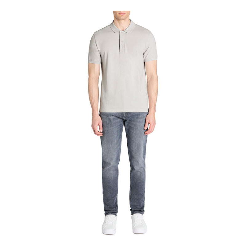 100% Cotton Straight Pique Polo Shirt - Light Grey