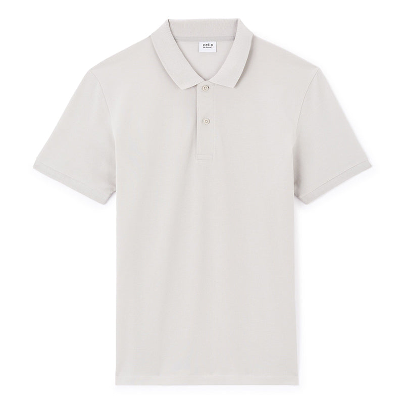 100% Cotton Straight Pique Polo Shirt - Light Grey