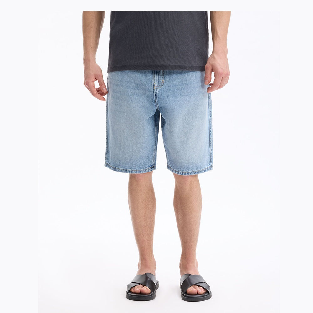 Long Baggy Denim Bermuda Shorts - Light Blue