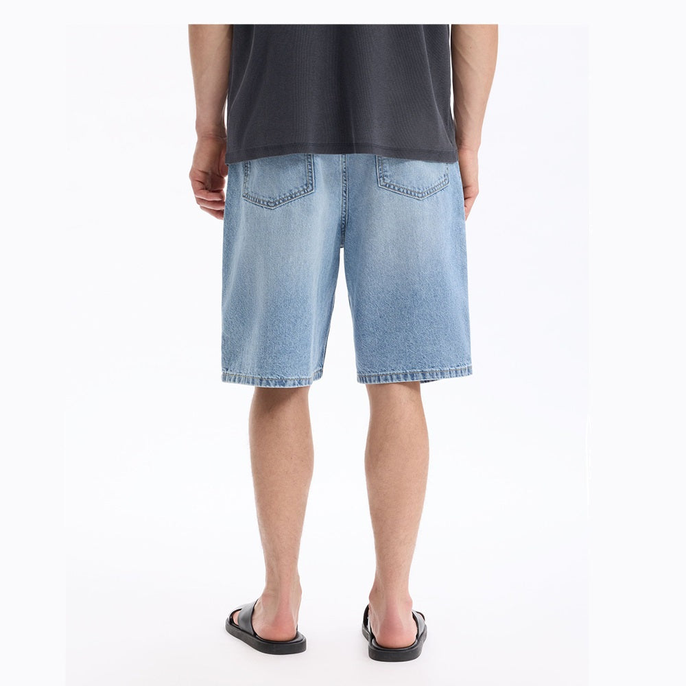 Long Baggy Denim Bermuda Shorts - Light Blue