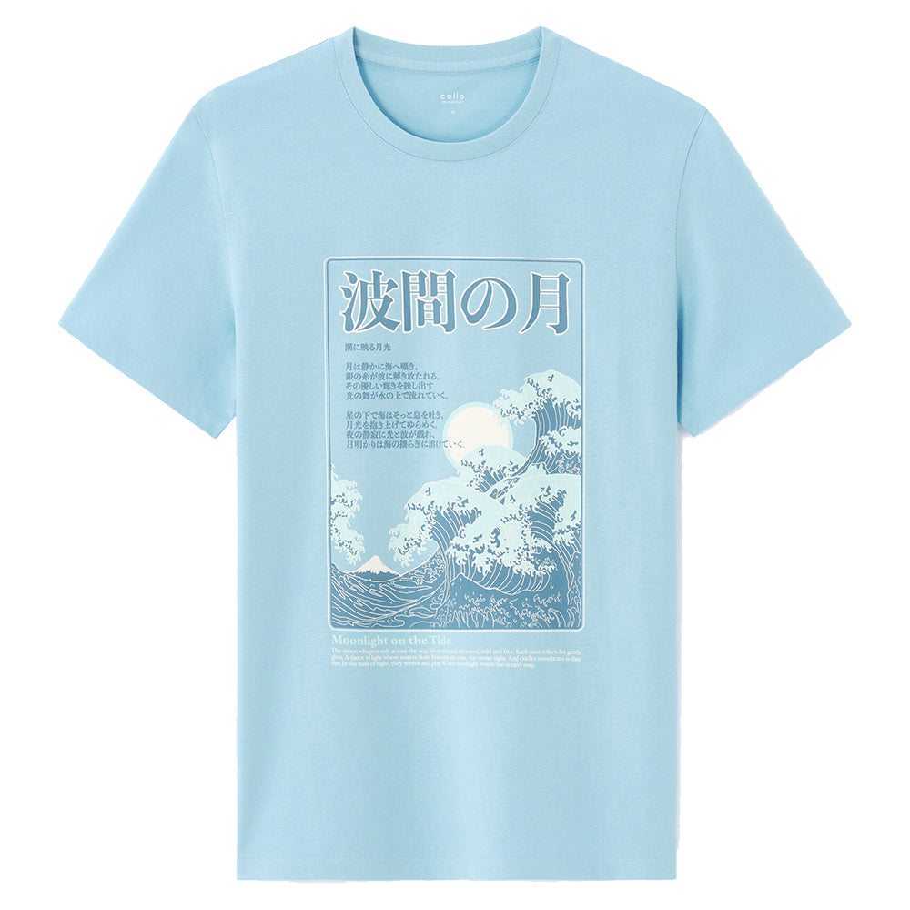 Asian Print Regular Round Neck T-Shirt