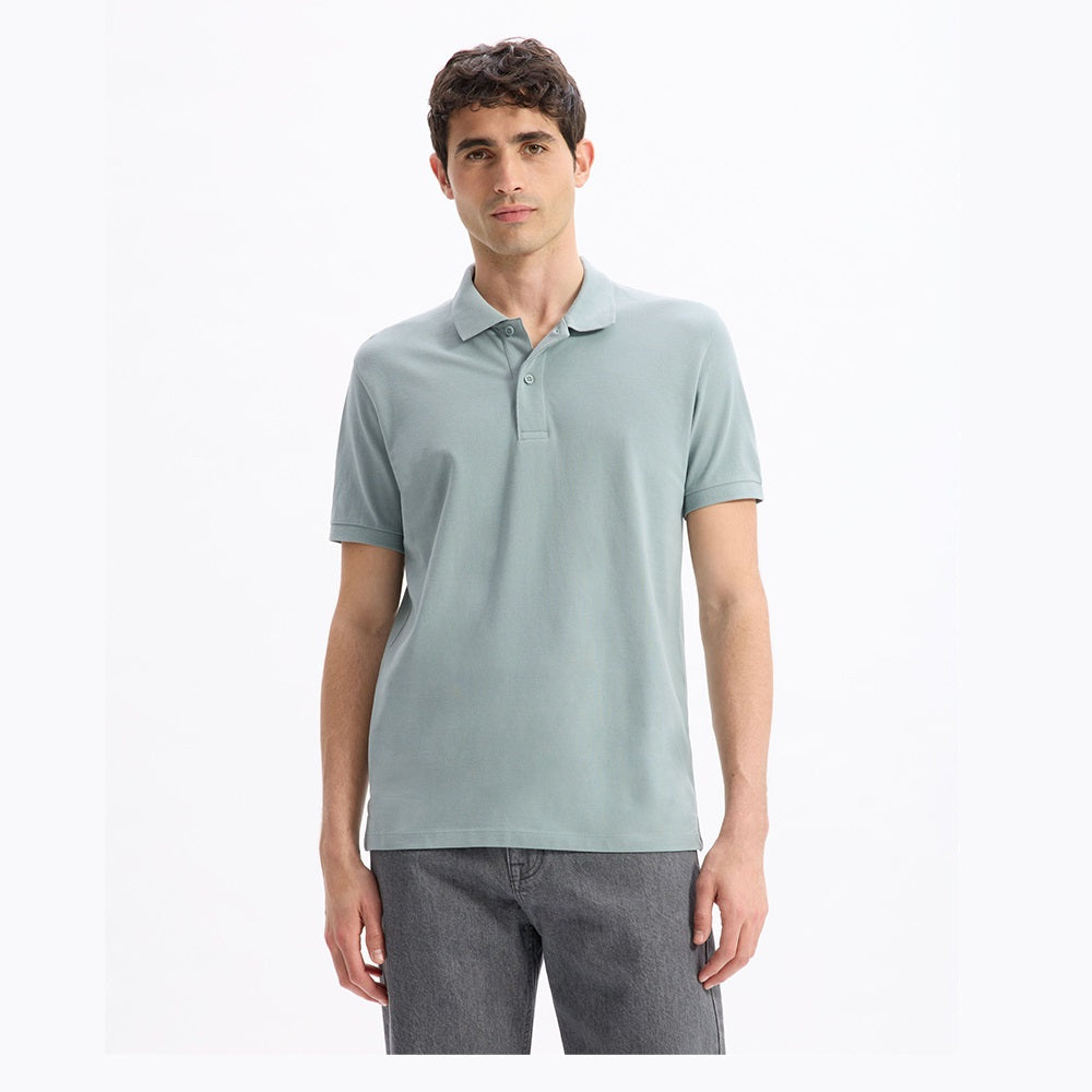 Straight Pique Polo Shirt 100% Cotton - Verdigris