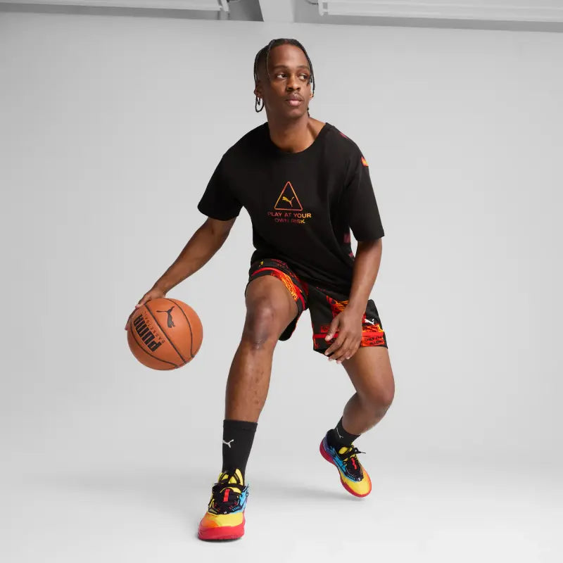 Scoot Caution Boxy Basketball Tee Men