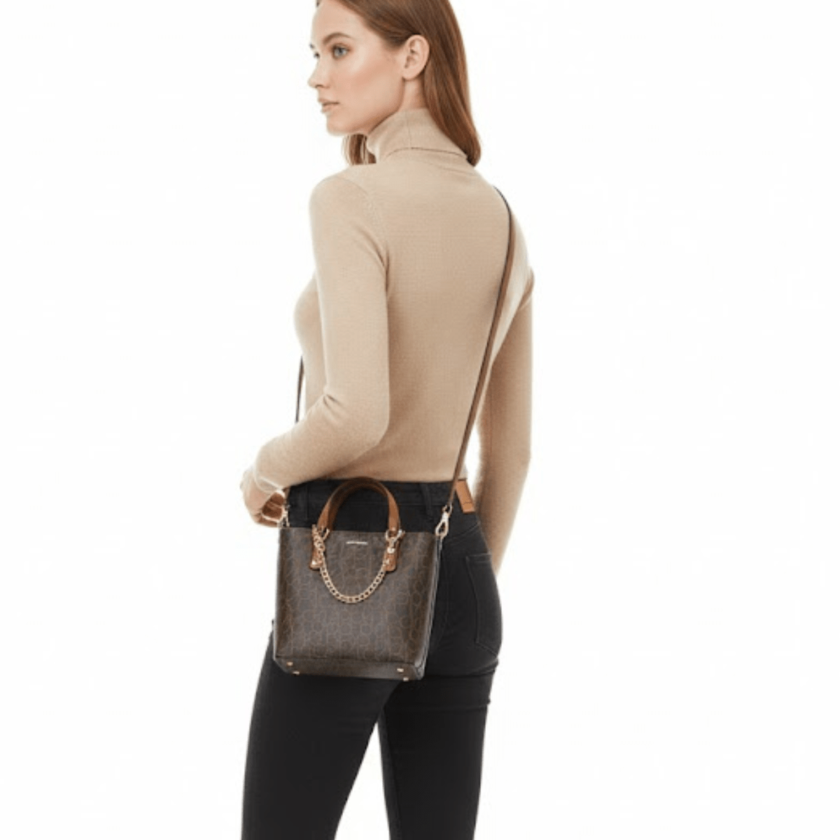 Calvin Klein Monogram Tote Bag Small Handbag Women CB107 - Runner