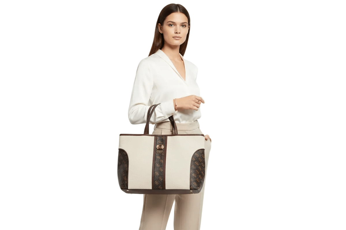 Guess Kerima Tote Natural/Milk Logo, Natural / Milk Logo Bag GB358 - Runner