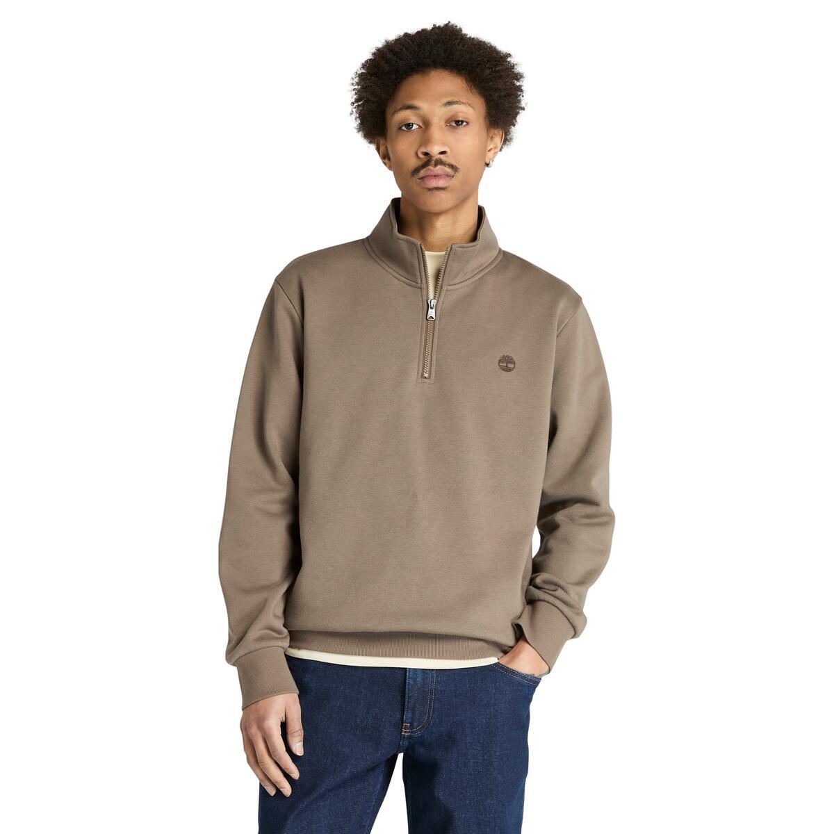 Oyster River Chest Logo Brushback 1/4 Zip Sweatshirt - Runner