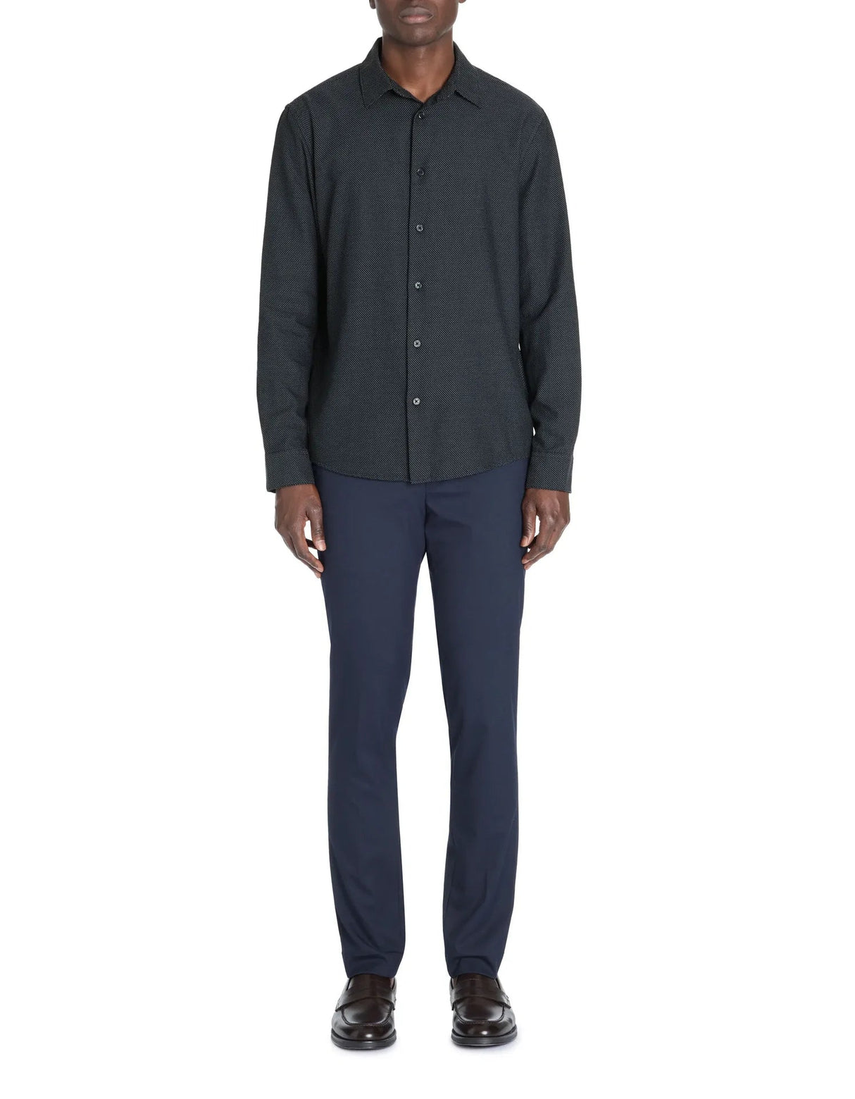 Regular Polka Dot Shirt 100% Cotton - Navy - Runner