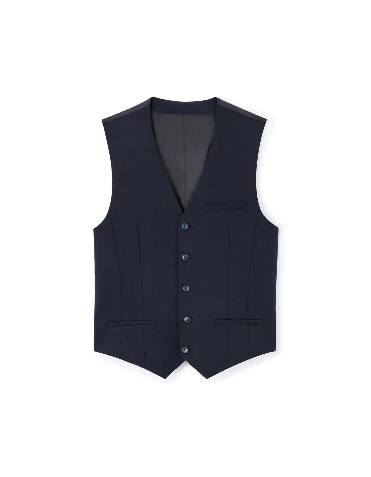 Slim Stretch Suit Vest - Navy - Runner