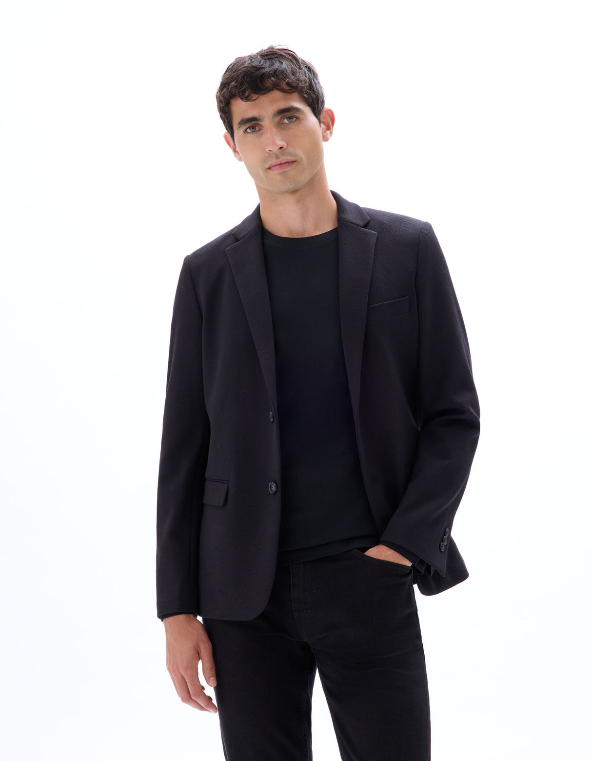 Slim Stretch Textured Blazer - Runner