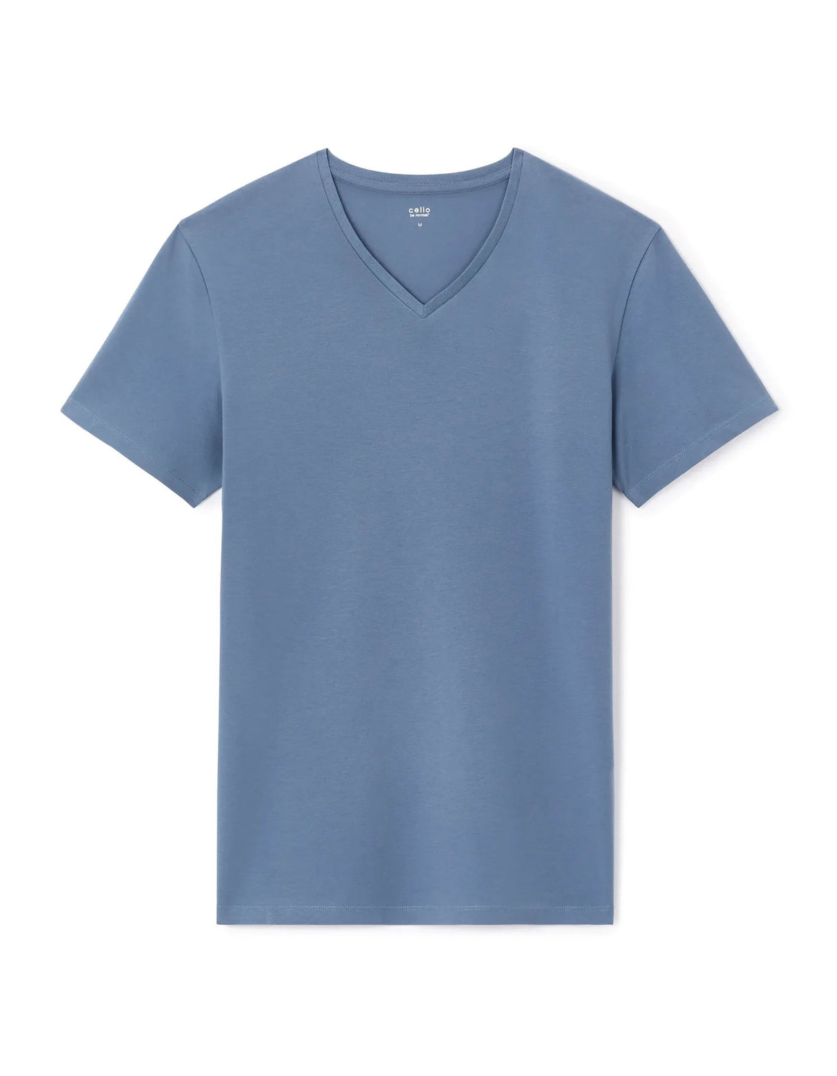 Slim V - Neck T-Shirt 100% Stretch Cotton - Navy - Runner