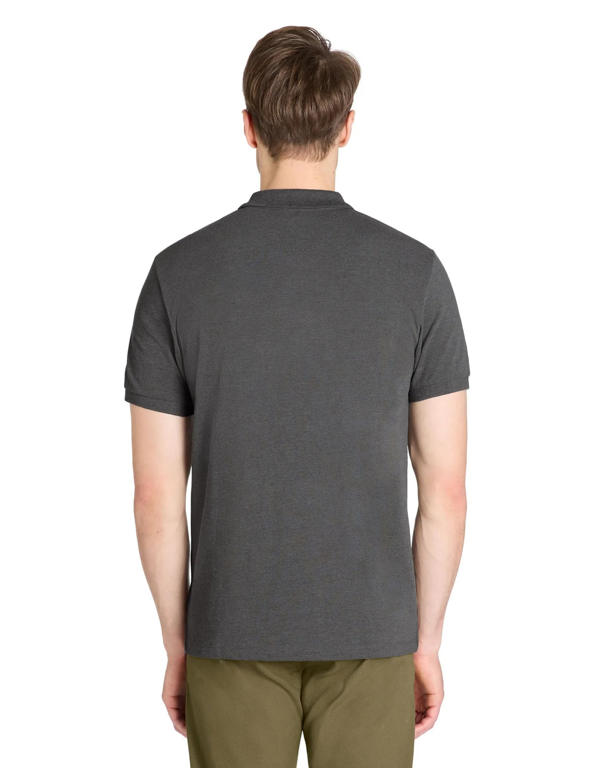 Straight Cotton Blend Polo Shirt - Anthracite - Runner