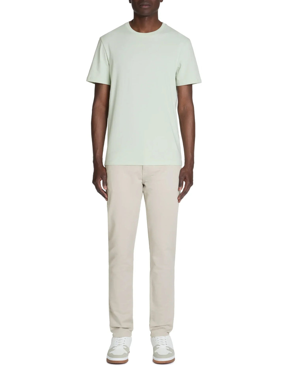 Straight Round Neck T-Shirt 100% Cotton - Light Green - Runner