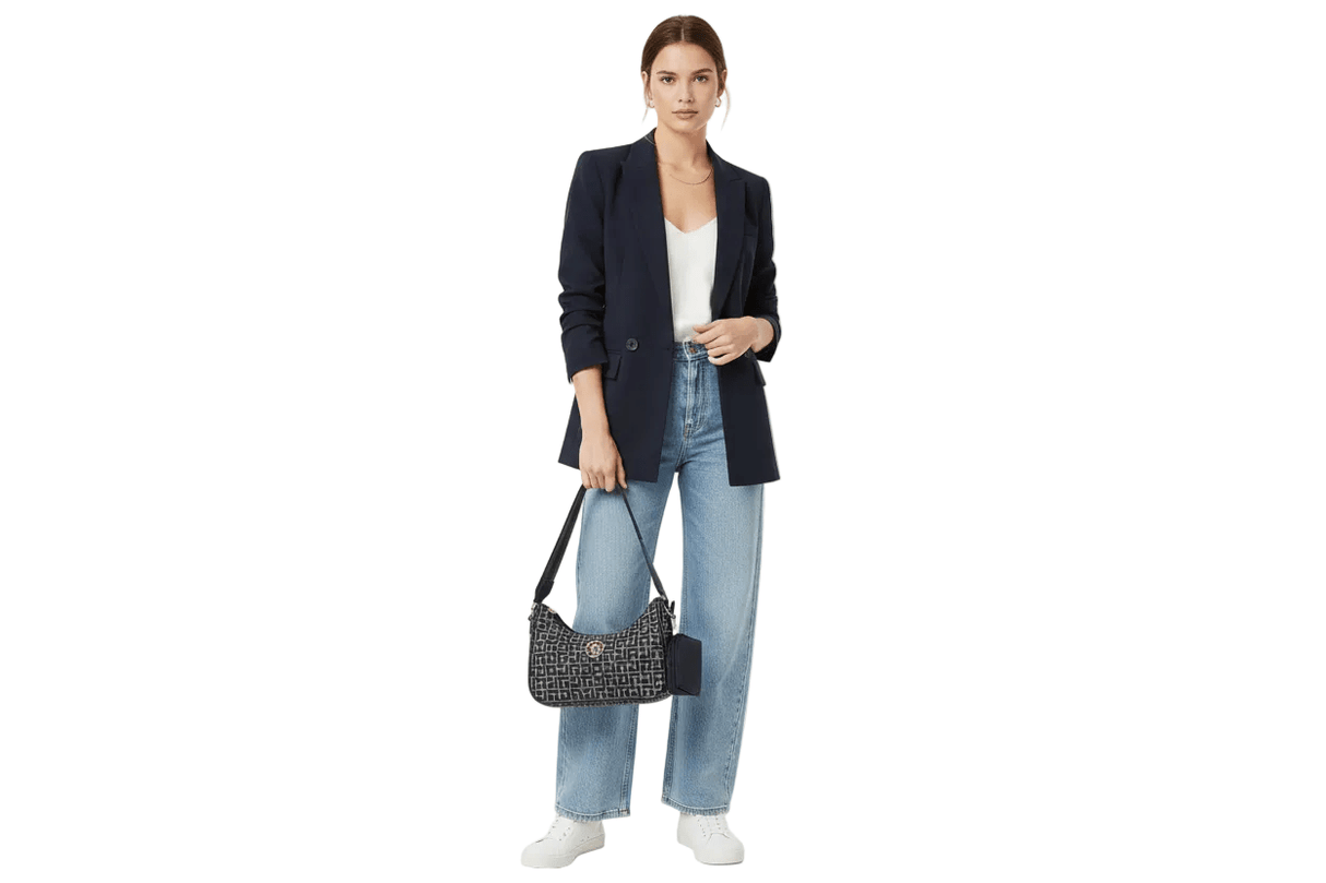 TOMMY HILFIGER Riley All Over Monogram Baguette Bag TB154 - Runner