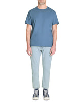 100% Cotton Boxy Crew Neck T-Shirt - Blue - Runner