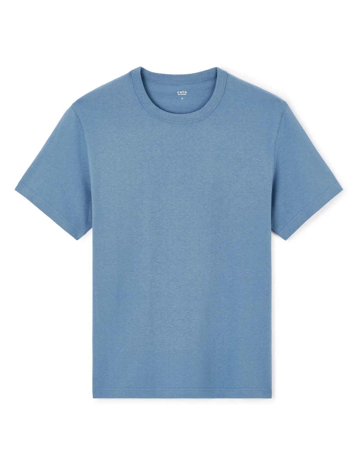 100% Cotton Boxy Crew Neck T-Shirt - Blue - Runner