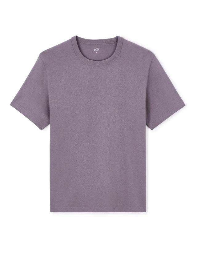 100% Cotton Boxy Crew Neck T-Shirt - Purple - Runner