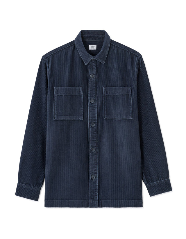 100% Cotton Corduroy Overshirt - Navy - Runner
