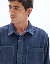 100% Cotton Corduroy Overshirt - Navy - Runner