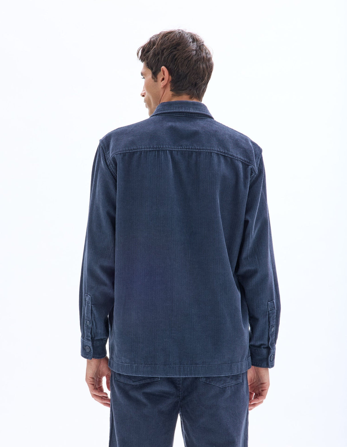 100% Cotton Corduroy Overshirt - Navy - Runner