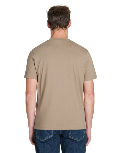 100% Cotton Crew Neck Straight T-Shirt - Taupe - Runner