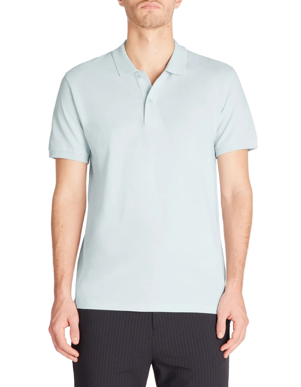 100% Cotton Straight Polo Shirt - Light Blue - Runner