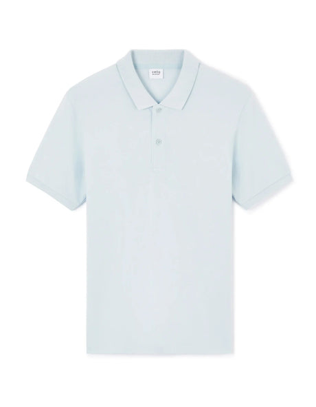 100% Cotton Straight Polo Shirt - Light Blue - Runner