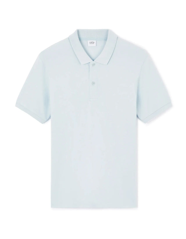 100% Cotton Straight Polo Shirt - Light Blue - Runner