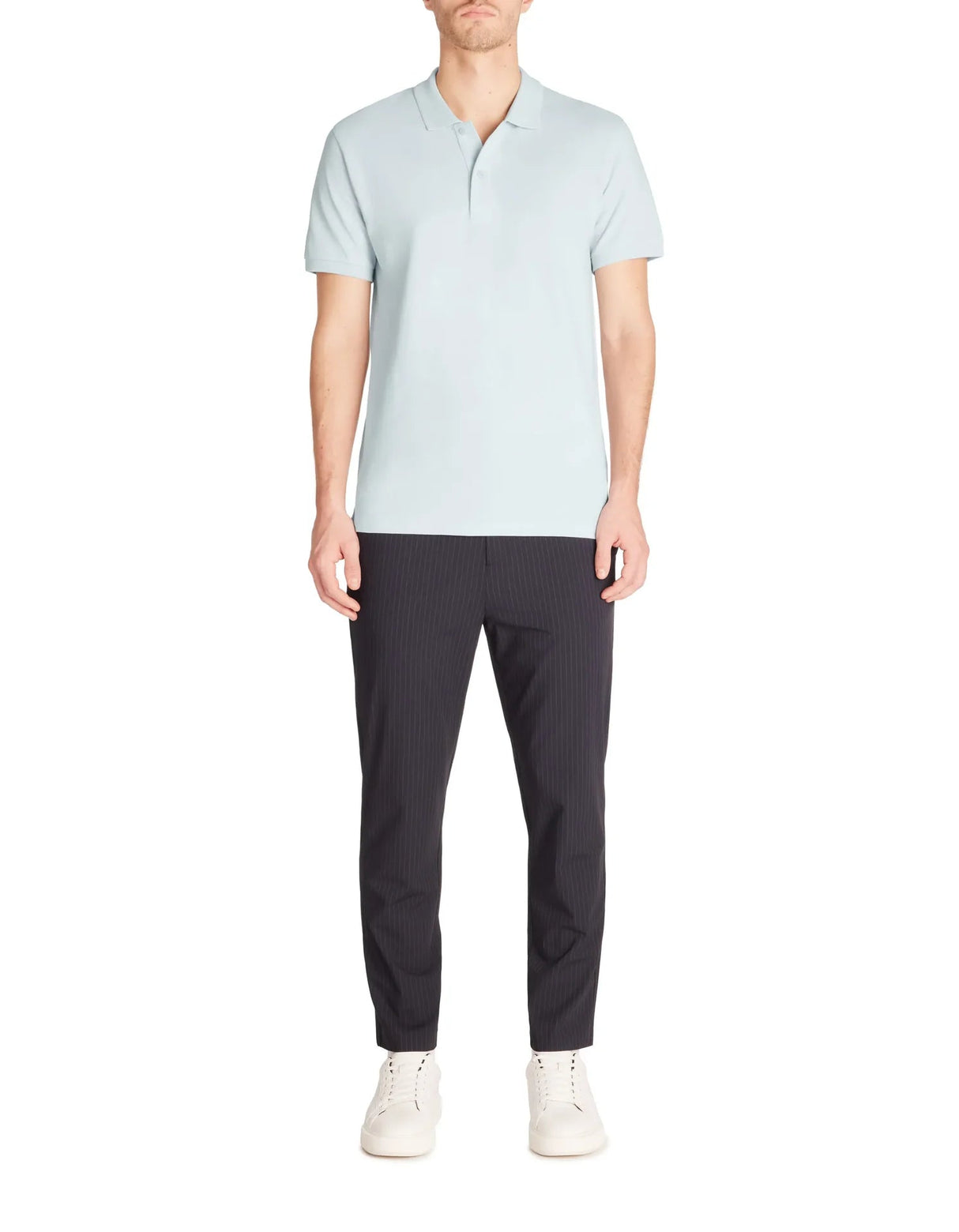 100% Cotton Straight Polo Shirt - Light Blue - Runner