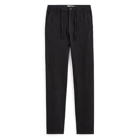 100% Linen Straight Pants - Black - Runner