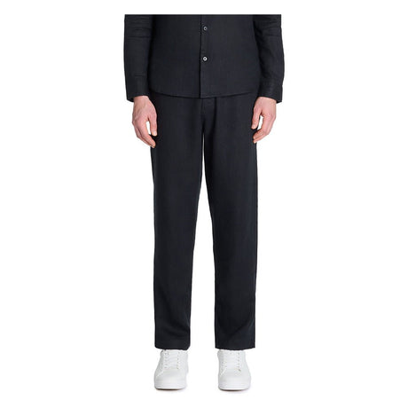 100% Linen Straight Pants - Black - Runner