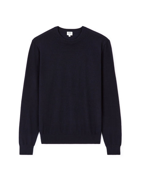  100% Merino Wool Crew Neck Sweater - Navy - Runner