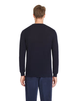  100% Merino Wool Crew Neck Sweater - Navy - Runner