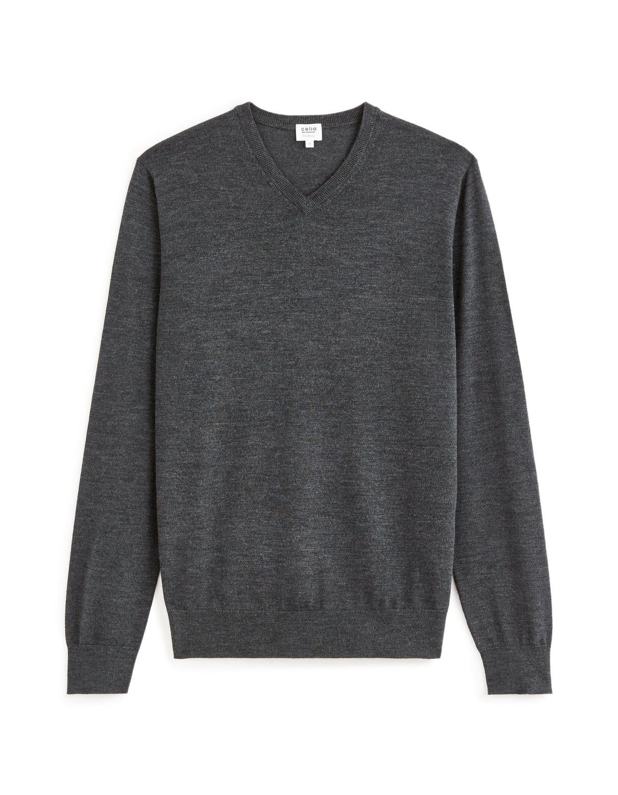100% Merino Wool V - Neck Sweater - Anthracite - Runner