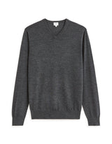 100% Merino Wool V - Neck Sweater - Anthracite - Runner