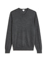 100% Merino Wool V - Neck Sweater - Anthracite - Runner